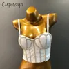 Cupnaya Handmade Женщины Блеск Diamante Cross Top Sexy Push-Up Bustier Clubwear Короткий Корсет Бралит Внутренняя Трубка Жилет Bralte 220318