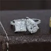 Cluster ringen Randh Water Drop en Princess Two Stone Moissanite 3.3CT Solid Gold 14K Sieraden voor vrouwen Peer Cut EngagementCluster