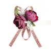 Kwiat na nadgarstek ślub ślubna ręka Rose Rose Artificial Flowers Wstążka