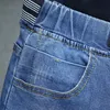 Мужчины Большой размер 32-50 Растяжек высокие эластичные джинсы дизайнер Drawstring прямые джинсовые штаны мужские повседневные плюс 7xL 220328