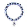 Novo Popular Antique Prata Banhado Tartaruga Charme Pulseira Blue Mal Eye Beads Fios Braceletes Jóias para Atacado