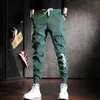 Verblind kleur reflecterende lading broek mannen knappe joggers casual streetwear trekkoord broek 220330