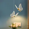 Lampes suspendues Nordic Butterfly Led Lampe De Chevet Escalier Chambre Suspendus Pour Plafond Art Éclairage Intérieur LuminairePendentif