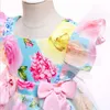 Bébé Fille Coloré Fleur Mignon Tulle Robes Fille Enfant Élégant Arc Robe Kawaii Robe Tutu 2-10Y Enfants Performance Vestidos 2022 Nouveau