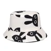 Bérets seau chapeau pour hommes femmes dessin animé Panda noir blanc Panama pêcheur casquettes été impression pêche soleil HatBérets