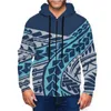 Polynesian Samoan Tattoo Print Zipper Hoodie Men Casual Black Sweatsuits Autumn Fashion Sweatshirt Factory Custom DIY 220722