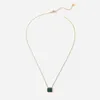 Pendant Necklaces Trend Green Opal Square Necklace Stainless Steel Gold Plated 14K Link Chain For WomenPendant