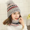 Beanie/Skull Caps Hat Set bavaglino femminile Autunno e inverno Studente coreano Ciclismo Knit Plus Velluto Spessa lana Pelliccia Berretto/Skull