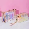 Holographic Makeup Bag Transparent Laser Cosmetic Bags Portable Waterproof Toiletry Pouch Pencil Case for Women Girls