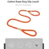 Dog Collars & Leashes Braided Cotton Rope For Dogs No Pull Training Leads Slip Collar P Leash Soft Handle Outside Walking 170cm Long Grey Gr