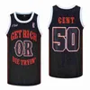 Men Film 00# nie bądź zagrożeniem dla południowo -środkowej koszulki hip -hopowej kolor Kolor różowy czarny dla fanów sportu oddychający 50 centów koszulka koszykówki G Ustaw się bogactwo lub umrzeć