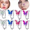 Капание бабочка нос зажигание поддельное кольцо носа пронзительные ювелирные украшения для женских девушек подарки для вечеринок