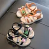 Zomer kleine meisjes sandalen bloem eenvoudig schattig roze groene kinderen sandalen peuter baby zachte casual schoolmeisje meisje schoenen 220527