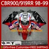 Karosseri för Honda CBR919 CBR 900 919 RR CC 98-99 års kropp 127no.8 CBR 919RR 900RR 919CC CBR900 RR CBR919RR 98 99 900cc CBR900RR 1998 1999 Fairings Kit Vitblå