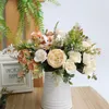 Couronnes de fleurs décoratives 1/2 bouquet de roses artificielles en soie mariage maison jardin automne décoration de haute qualité grand bouquet faux fleur Arra