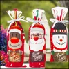 Dekoracje świąteczne świąteczne zapasy imprezy domowe Ogród Nowy stół dekoracje obiadowe czerwone wino Santa Tree Bottle Botówki