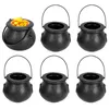6pcs Mini Halloween Candy Bucket Pot Witch Skelet Cauldron Holder Jar Trick or Treat Halloween Party Decoration Props Kids Toy