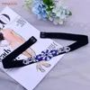 Belts S424-B Women Dress Elastic Belt Customized Fashion Sparkly Blue Rhinestone Stretch Party Gown Decoration AccessoriesBelts