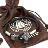 Urok bransolety Viking czarna skórzana linowa bransoletka Mężczyźni Wysokiej jakości metalowe akcesoria Unikalne biżuterię Prezent Dropcharm Braceletscharm Inte22