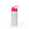 Portátil 600 ml xícaras com canudinho Diy Sublimação em branco 20 onças garrafa de água Crianças Esporte copo de caneca de alumínio com palhetas fy5406 ss1103