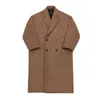 Men's Wool & Blends Solid Woolen Padded Coat Male Korean Long Loose Lapel Simple Slim Warm Double-breasted Jacket Boy 2021 T220810