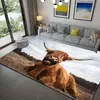 Mattor Scottish Highland Cow Printed Carpet For Living Room Washable Bedroom Stora Area Rugs Modern Printing Floor DoorMatCarpets