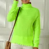 Women's Sweaters Women's Turtleneck Bottoming Shirt Sweater Fluorescent Color Ripped Distressed Pullover Long Sleeve For