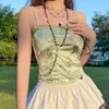 Женские танки Camis Sexy Cop Top Patched Wintage Women Party Beauty Green Deventerers Без спинки