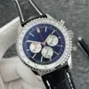 46MM qualità B01 Navitimer orologio cronografo movimento al quarzo acciaio ICE quadrante nero blu 50esimo anniversario orologio da uomo cinturino in pelle da uomo migliore qualità