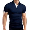 Abbigliamento da uomo Camicia da uomo Manica corta Oversize Colore a contrasto Colletto rovesciato T-shirt estiva morbida e aderente per l'uso quotidiano 220606