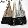 Borsa a tracolla da donna in maglia patchwork cava grande capacità moda femminile estate spiaggia shopping bag borse firmate tote G220531