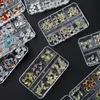 6 Accessori per nail art in lega di metallo a griglia Speciale design strass per diamanti gioielli oro in metallo 3d decorazioni di cristallo per unghie fai -da -te