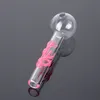 Pyrex Glass Oil Burner Pipes Glow In The Dark 2 Types Silicone Flowers Fire Patterns Dab Straw Straight Tube Pipe For Water Bongs DHL Free