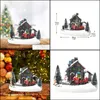 Oggetti decorativi Figurine Accenti per la casa decorazioni giardino villaggio natalizio luci a led piccola treno in resina paesaggistica luminosa Des1556148