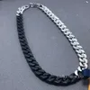 Europa Amerika Mode Männer Hip-hop Silber Schwarz-farbe Hardwar Gravierte V Initialen Blumenmuster Dicke Kubanische Kette Links Necklace217G