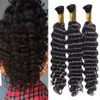 Human Hair Bulks For Braiding Deep Wave Curly Hair Bulk Natural Color 3pcs Unprocessed Raw Indian245G