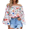 Women Floral Print Bohemian Off-shoulder Batwing Sleeves Tops Blouse Shirt Ladies Rayon Boho Shirts Sexy Causal Elegant Blusas L220705