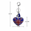2022 Creative British and American Flag Pattern Key Rings with Filled Rhinestone Fashion Bag Pendant Ladies Luggage Car Accessories GCA12987