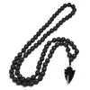 Hanger kettingen natuurlijke lava kralen ketting obsidiaan pijl vintage vrouwen mannen sieraden yoga mala meditatiependant