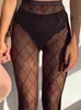Calzini sexy calze lunghe collant da donna alla moda nero sottili intaglio a maglie morbide e trasparente tubo di mutande stretto hi7922887