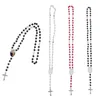 4 Colors Sublimation Necklace Heat Transfer Pendant Rosary Bead Necklace Cross Jesus Metal Pendants FY5342 909