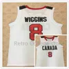 XFLSP MEN # 8 Andrew Wiggins Canada White Red Basketball Jersey Retro Throwback Stitched Broderi Anpassa något namnnummer