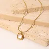 Hangende kettingen mode roestvrij staal opaal ketting kubiek 18k goud vergulde geometrische vierkant voor vrouwen cadeaubonistant