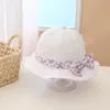 Floral imprimé bébé seau chapeau dessin animé arcs doux creux nouveau-né soleil chapeau princesse respirant enfants infantile fille pêcheur casquettes