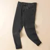 Jeans grigio moda uomo slim fit autunno inverno tempo libero pantaloni micro elastici a tubo dritto di fascia alta