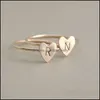 Pierścienie zespołowe List biżuterii Sier Ring Heart Finger For Women Girl Party Prezent Moda Hurtowa 0010rx Drop dostawa 2021 Wijhh