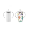 Stocked 12oz double wall stainless steel tumblers vacuum blank handle travel mug sublimation kids baby sippy cup tumbler