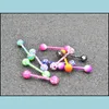 Dil Yüzük Vücut Takılar 100 PCS Piercing Ring Barbells meme çubuğu karışımı güzel renkler Noel hediyesi bote01347565