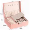 Jewelry Box Necklace Ring Storage Organizer Double Layers Large PU Leathers Jewelry Case with Removable Tray for Women Girls