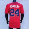 Deion Sanders Jersey 21 24 Vintage Nero Crema Grigio Navy Rosso Cooperstown Baby Blue Pullover Gessato Taglia S-3XL